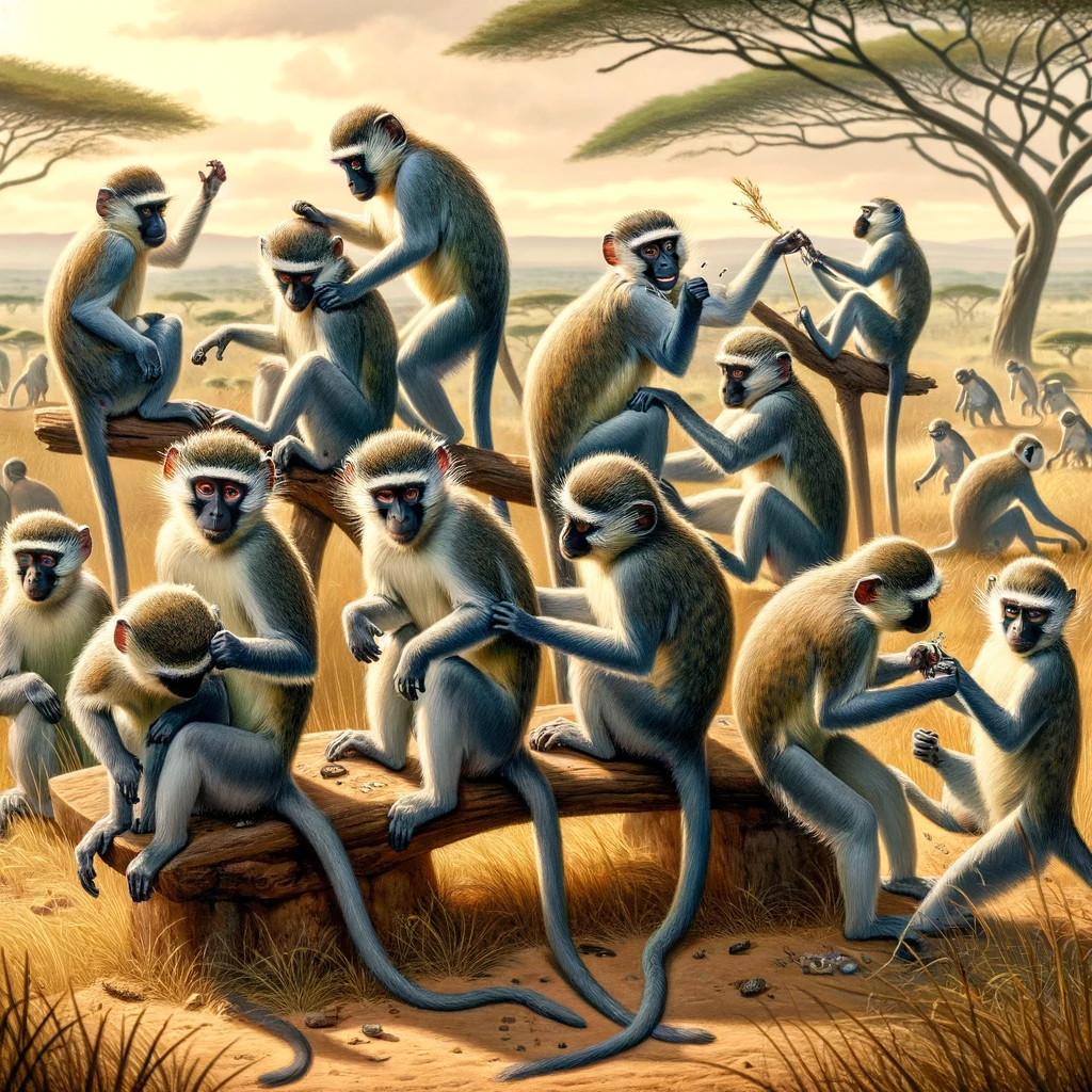 AI Cartoon Generate for Vervet Monkeys Follow Different Social 'Norms' and Respond to 'Peer Pressure,' New Long-Term Study Shows